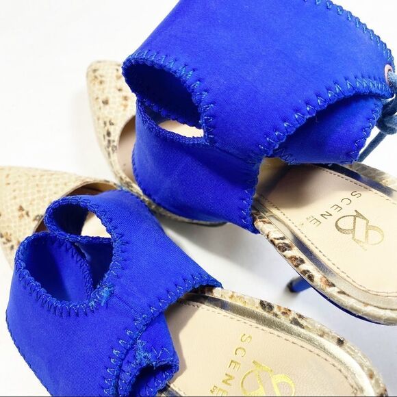 Scene by Shoe Dazzle Blue with Snake Print Heels - Picture 6 of 6